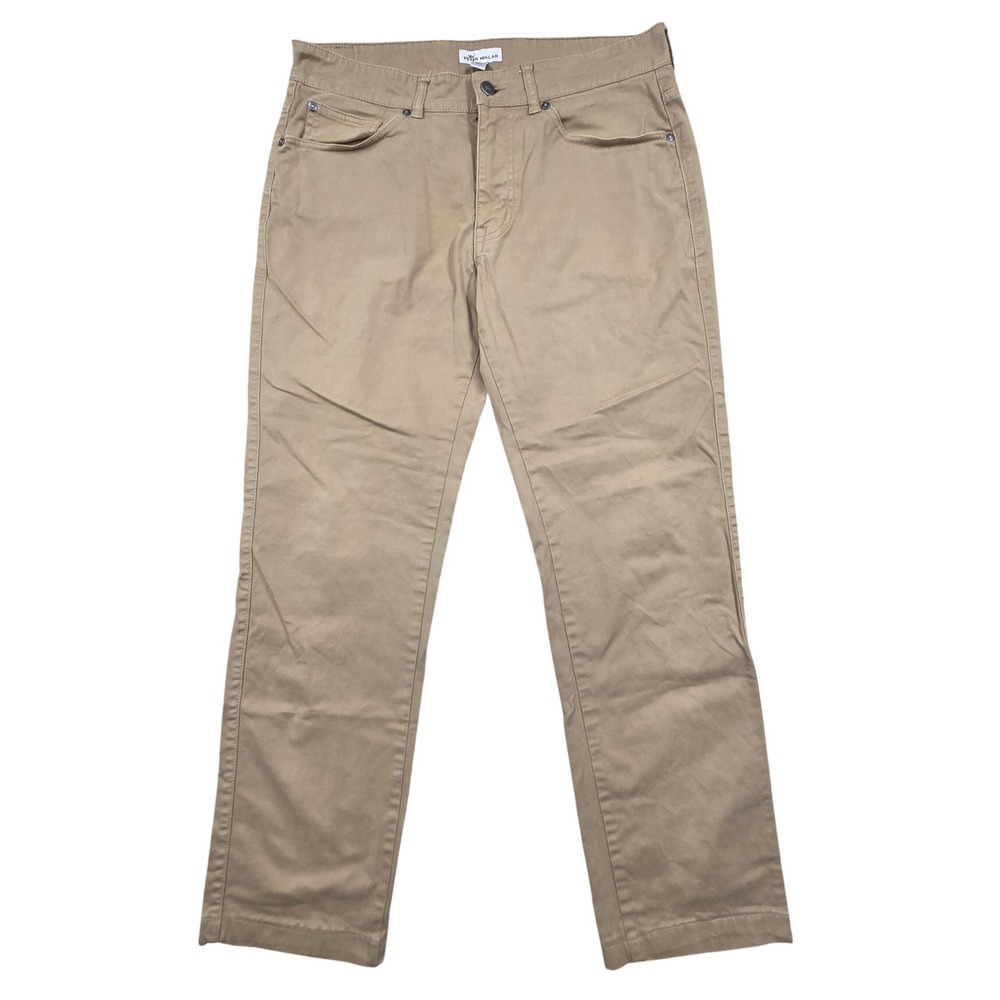 Peter Millar Signature Sateen Stretch Five Pocket Pant Khaki Tan Mens 32x30